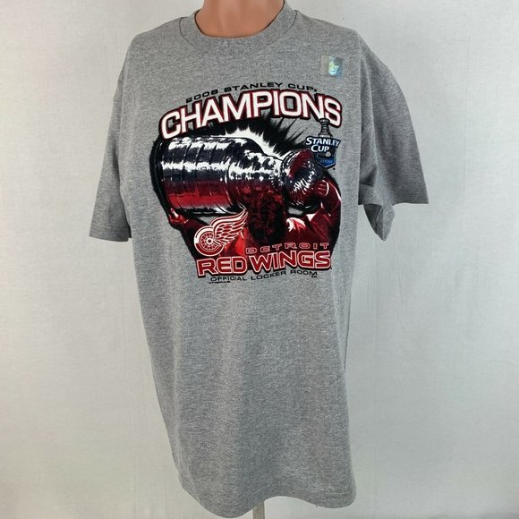 New Majestic Detroit Red Wings 2008 Stanley Cup Champions T Shirt NHL Hockey L - Picture 2 of 4